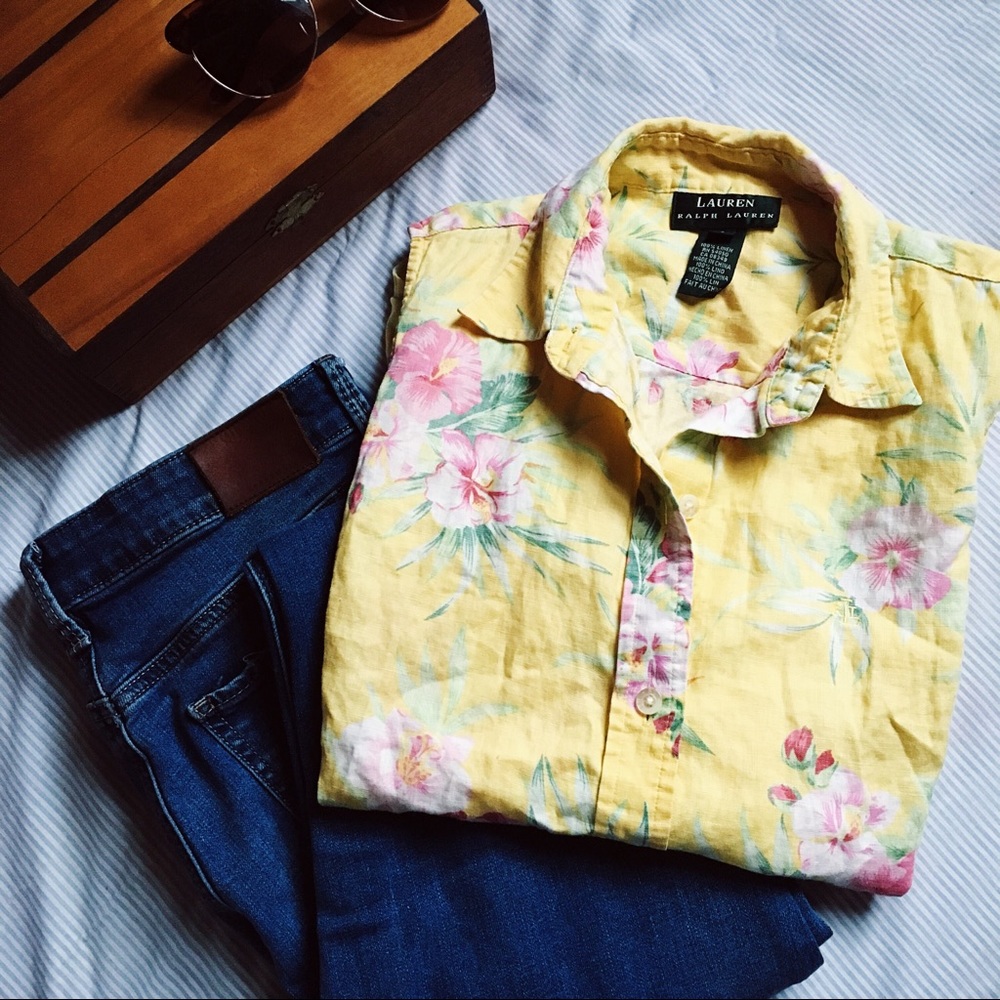 1 Day SALE 😍 Ralph Lauren Linen Hawaiian shirt